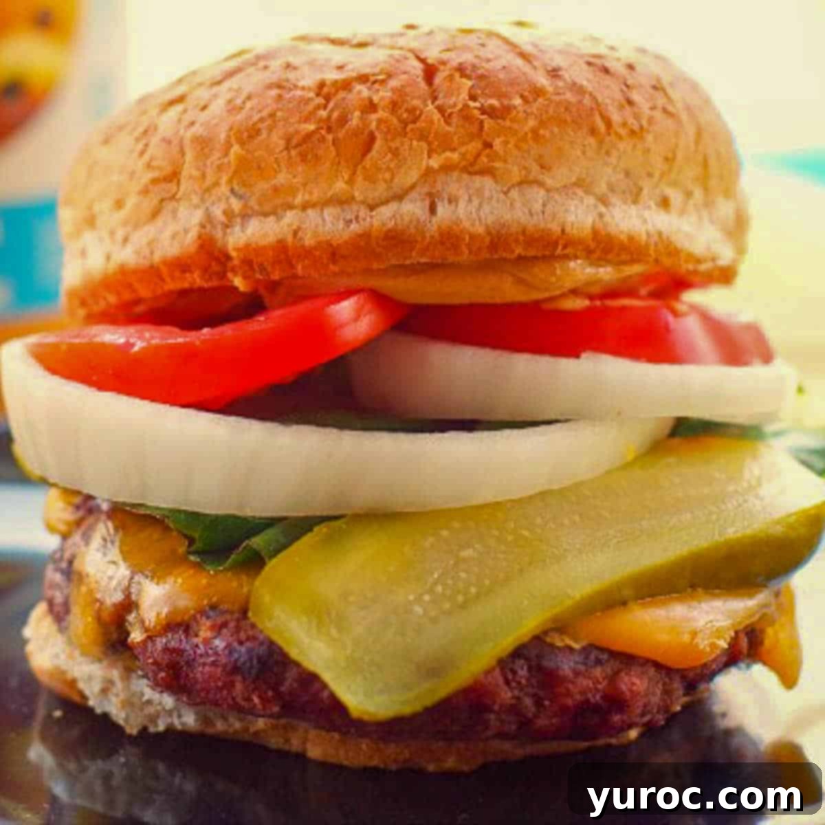peanut butter burger on a black plate