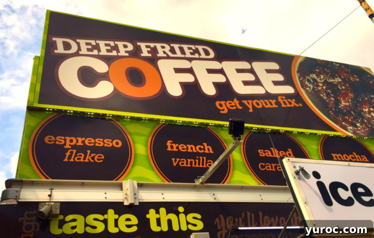 Sign for Deep Fried Coffee at Calgary Stampede