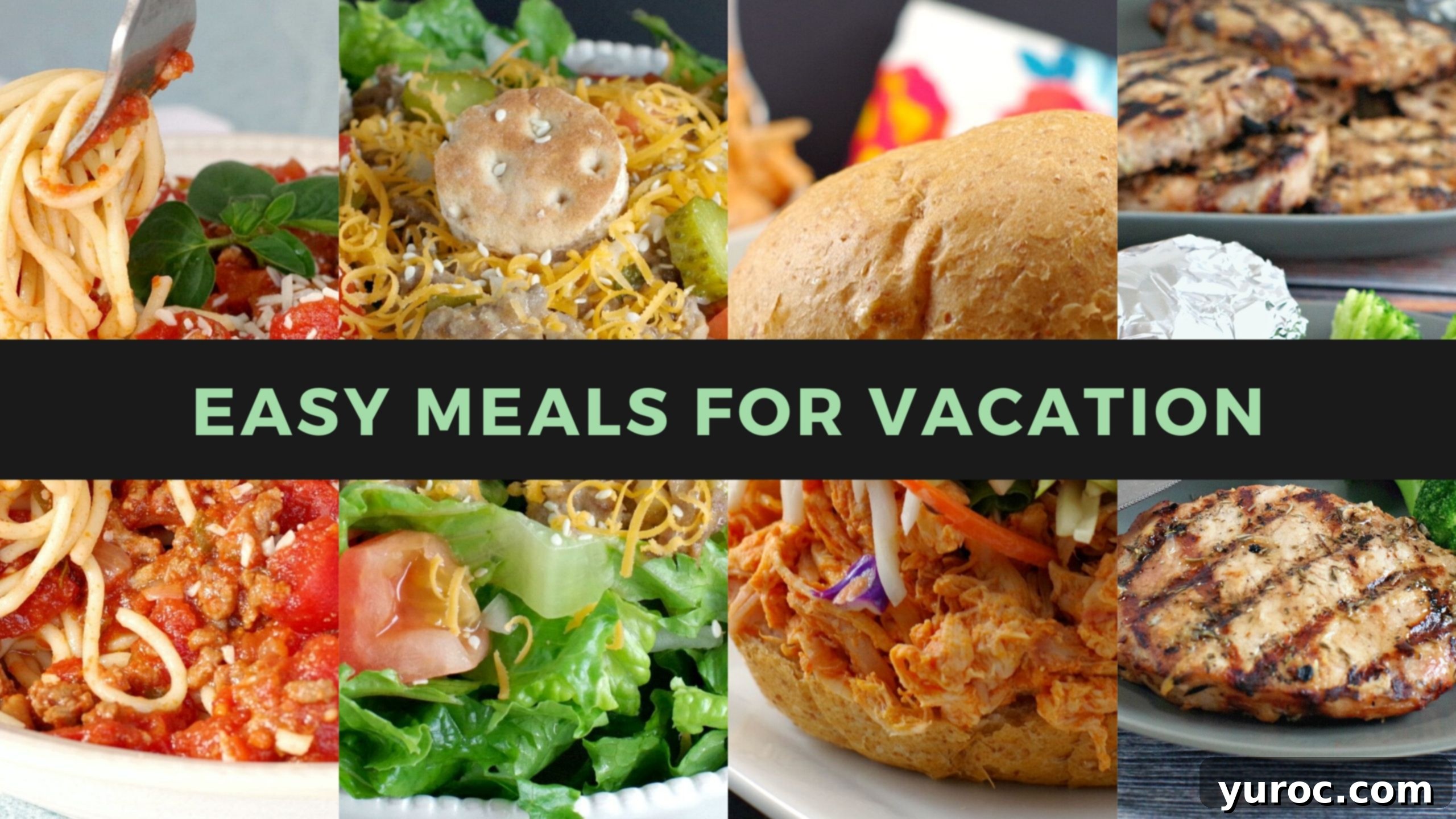 A vibrant display of various healthy and easy meal components, possibly for a picnic or light vacation dining.