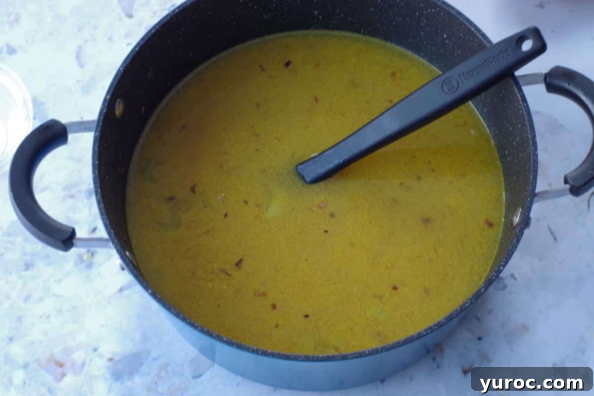 bouillon and water added to vegetables