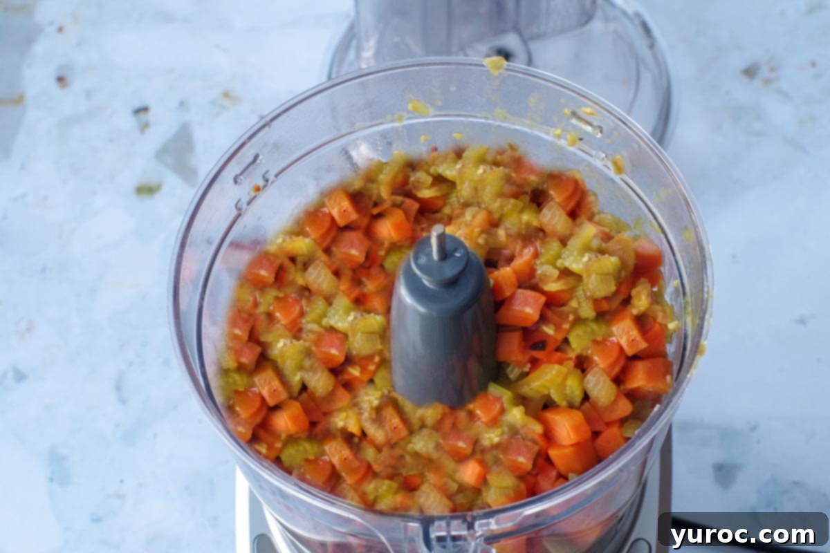 vegetables in food processor
