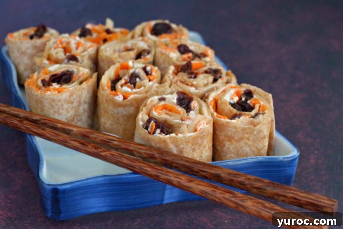 Cinnamon Raisin Tortilla Pinwheels 2 raisin sushi with chopsticks