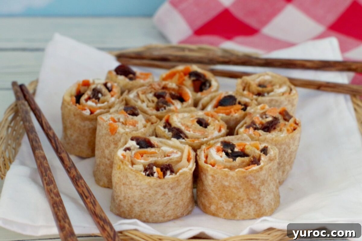 Cinnamon Raisin Tortilla Pinwheels 10 raisin sushi set up for a picnic with chopsticks