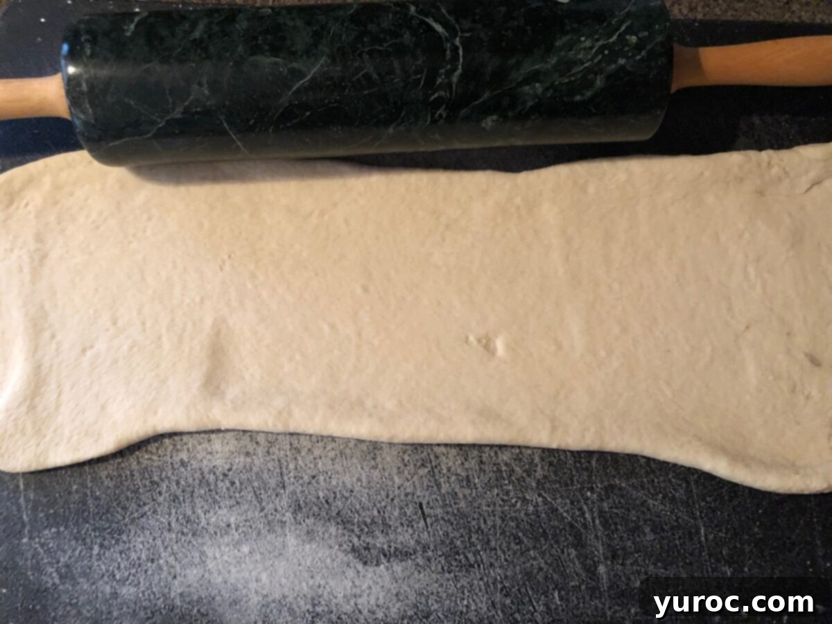 dough rolled into large rectangel