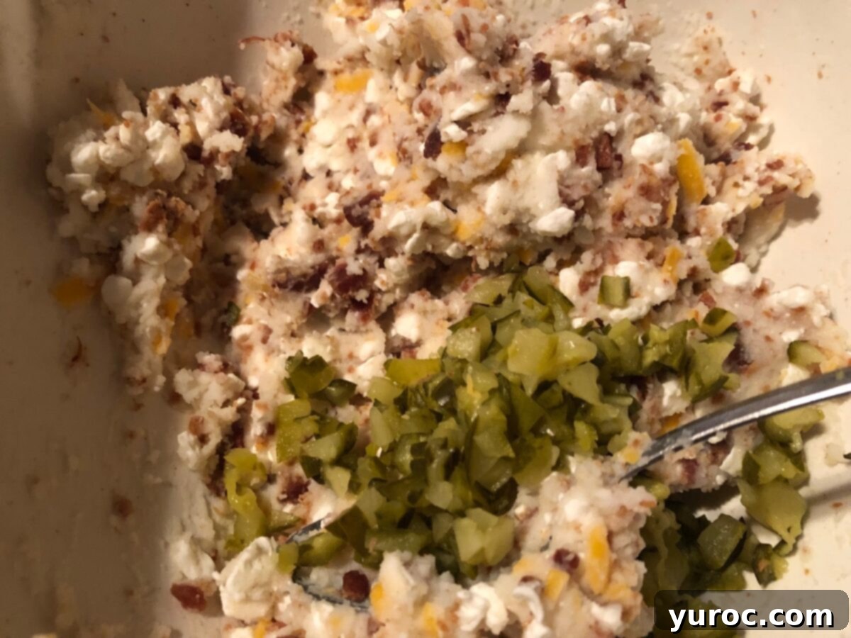Filling ingredients in a bowl mixed together.