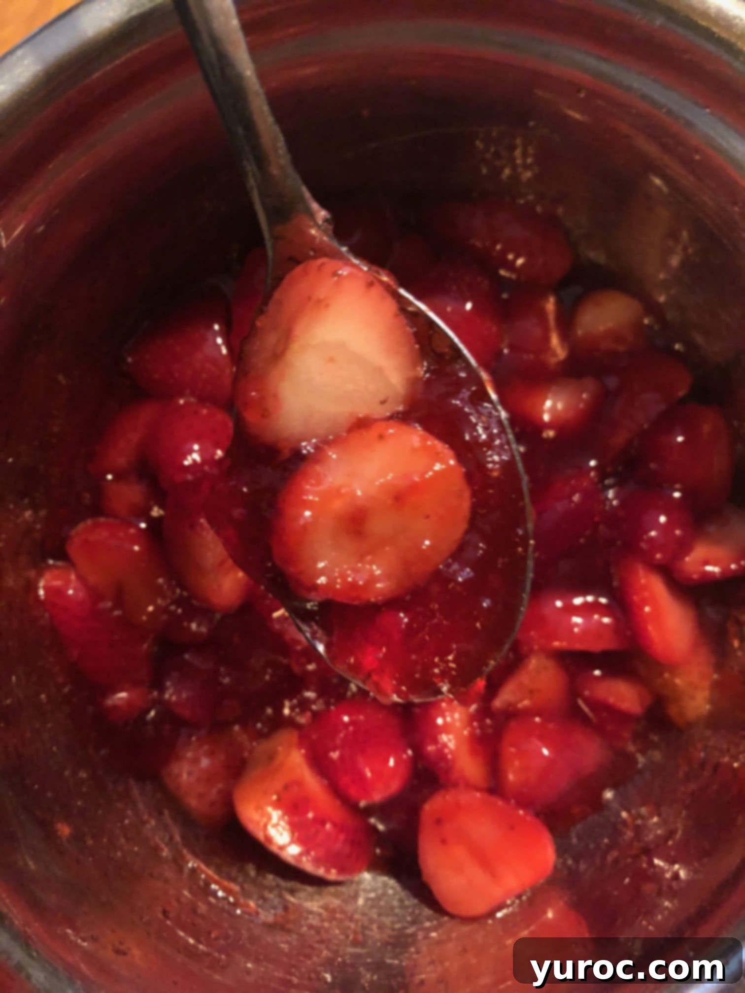 jello with strawberries beginning to set