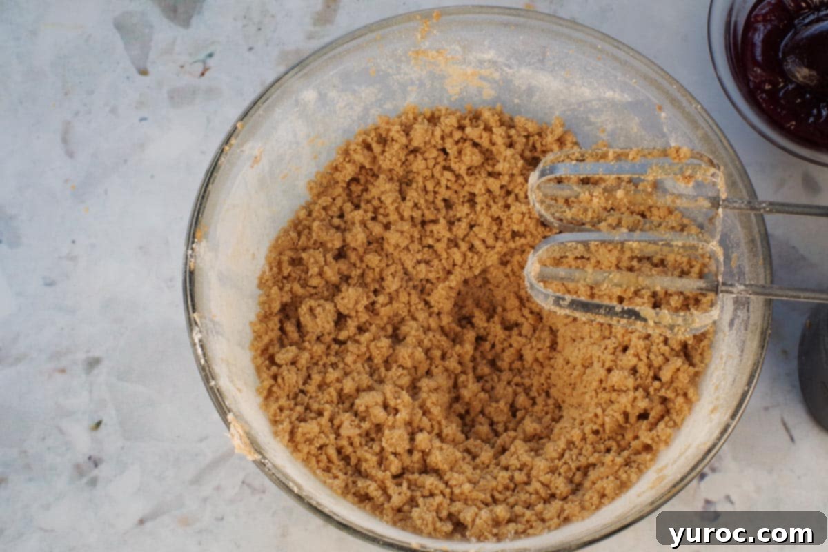Dry ingredients added to butter mixture.