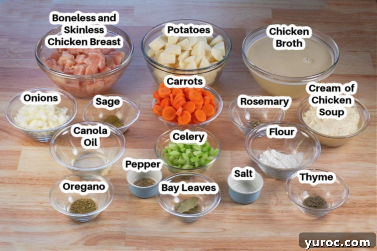 Nourishing Slow Cooker Chicken Stew 2 Slow Cooker Chicken Stew ingredients in glass bowls, labelled