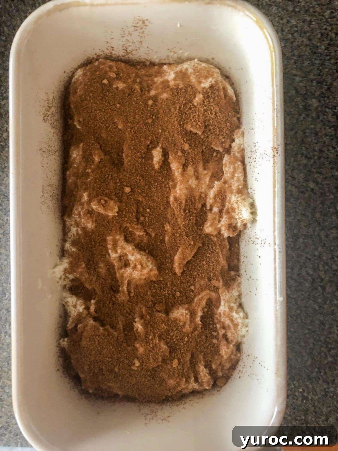 cinnamon brown sugar mixture added to batter