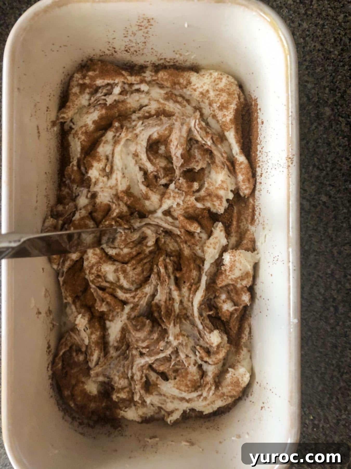 brown sugar cinnamon being swirled in more