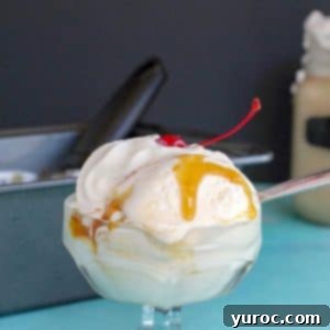 butterbeer ice cream in glass dessert dish, with loaf pan full of butterbeer in the background and a butterbeer drink in glass jar