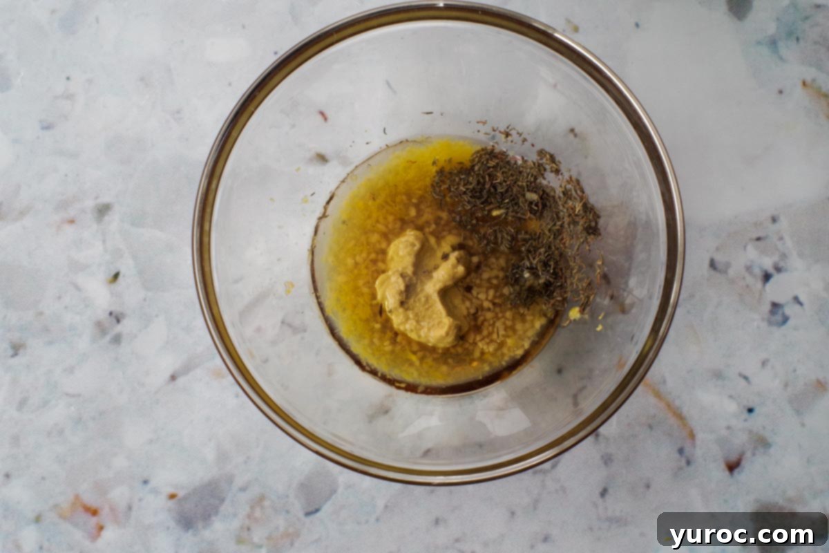 Marinade ingredients in a glass bowl.