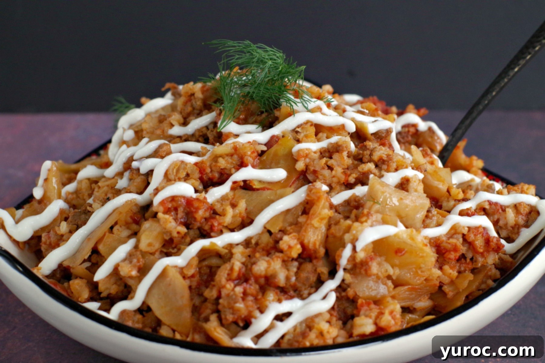 lazy slow cooker cabbage rolls in bowl