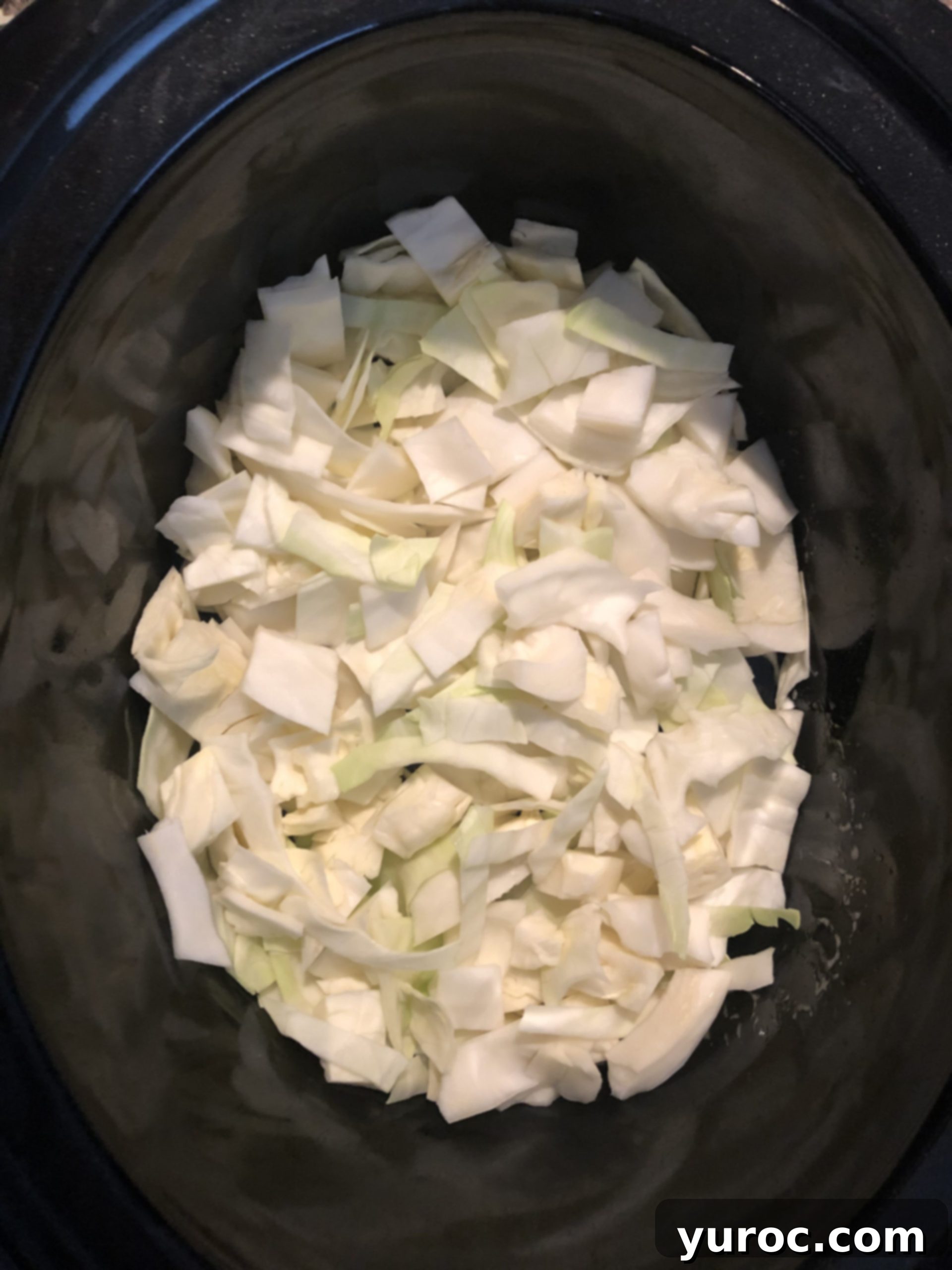 cabbage layer in bottom of crock-pot