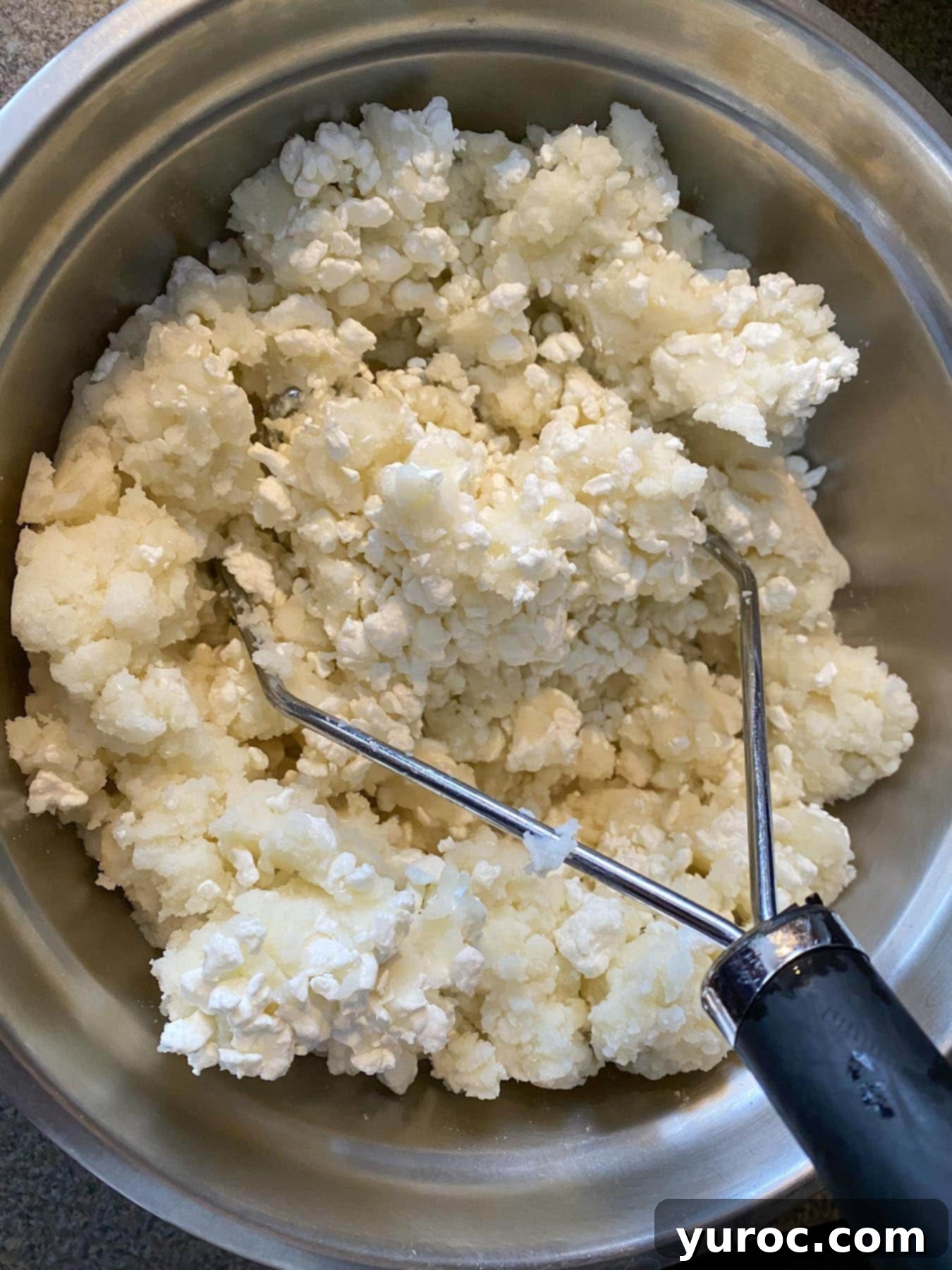perogy filling being mashed together