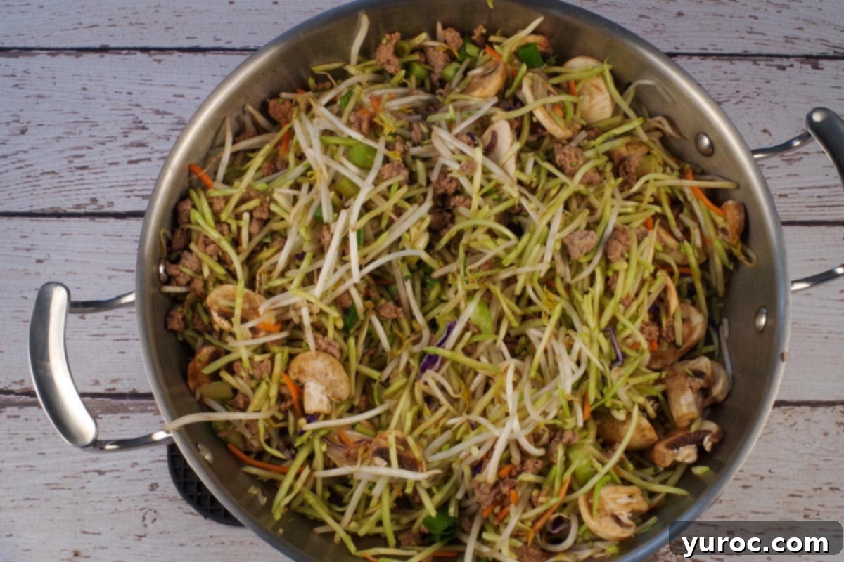 WW egg roll in a bowl mixed together.