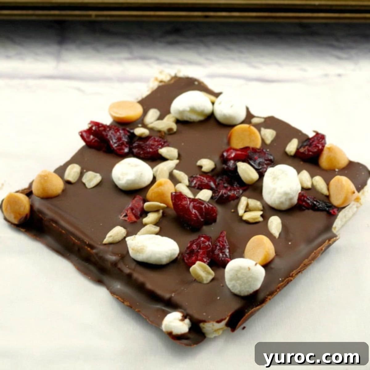 healthy rocky road square on a white surface