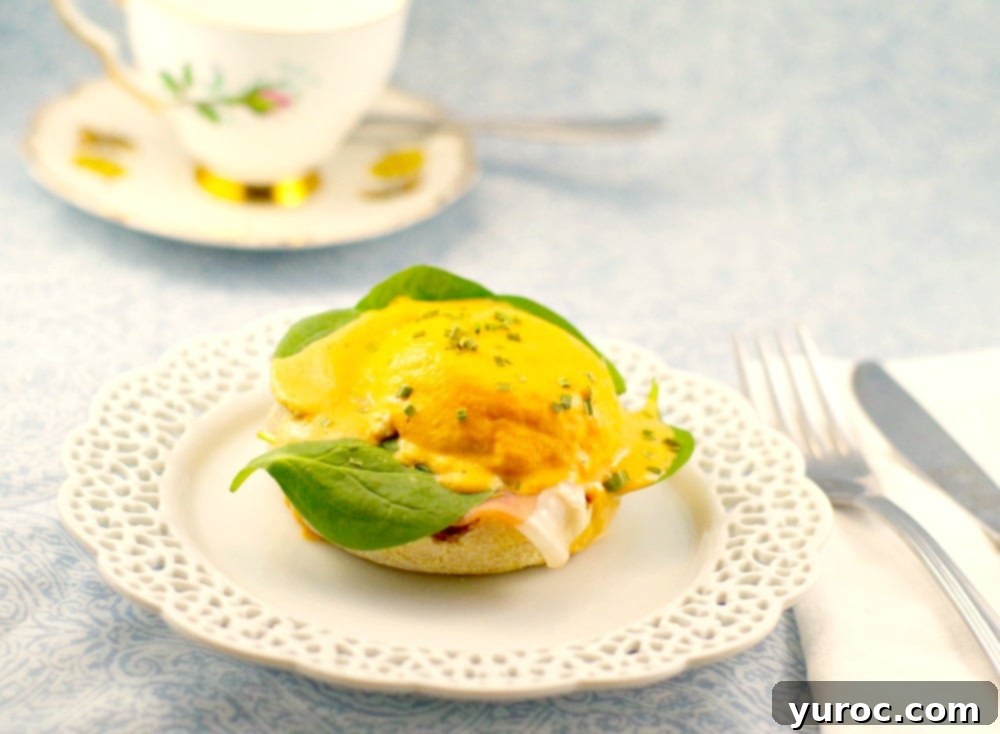Easy Eggs Benedict with Red Pepper & Artichoke Hollandaise - foodmeanderings.com