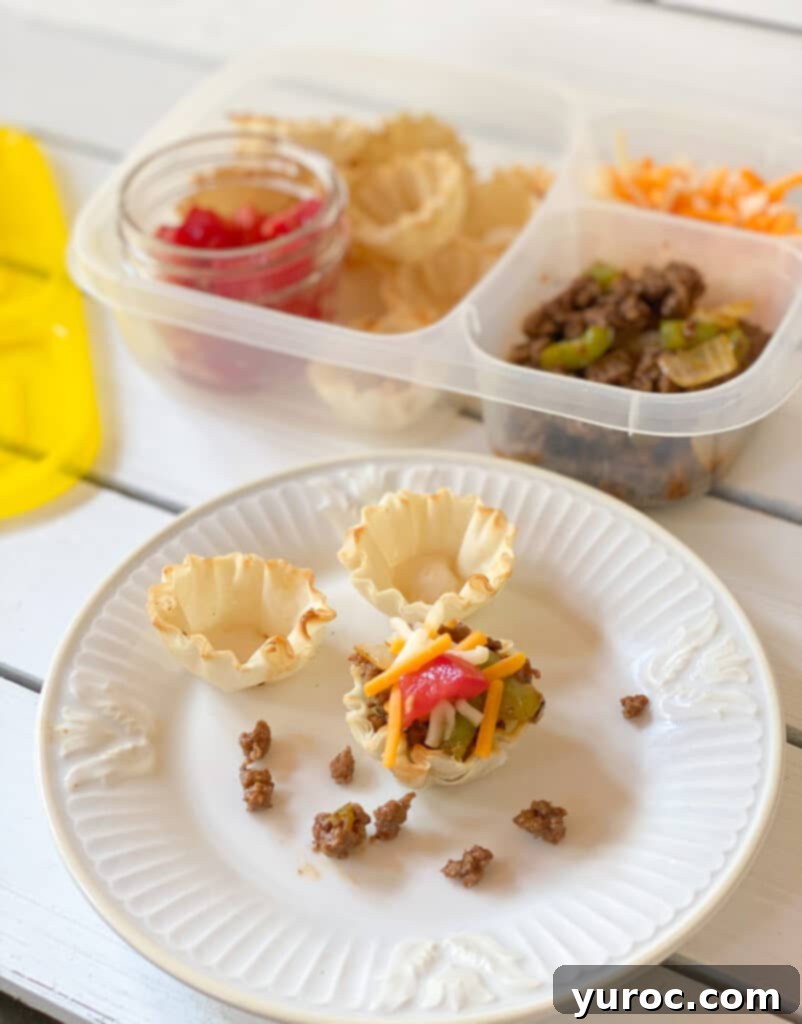 15 No-Prep Healthy School Lunches for Teens 14 Homemade Lunchables with store-bought phyllo cups, filled with various savory or sweet fillings.