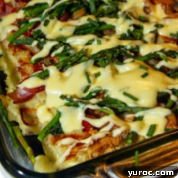 eggs benedict casserole in a glass dish