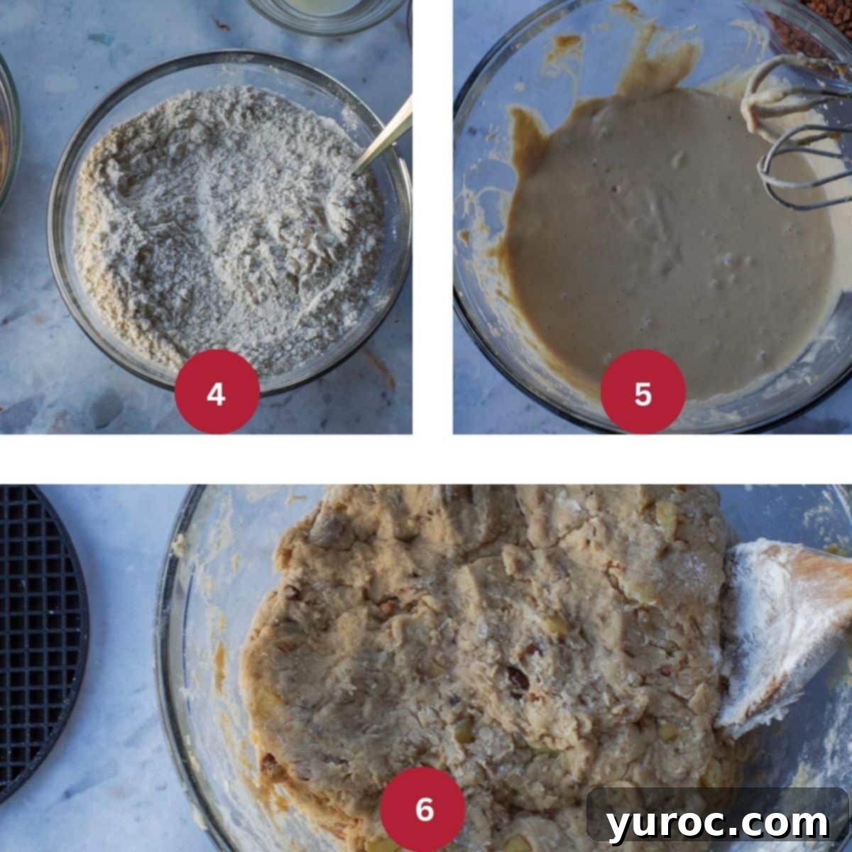Efsane Karamelli Elmalı Kurabiyeler 6 3 photo collage of Apple pie cookie dough being made