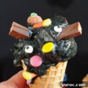 boo batter ice cream in a cone