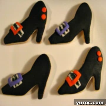 4 Halloween witch shoe cookies