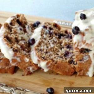 Sliced Saskatoon berry loaf on cutting board