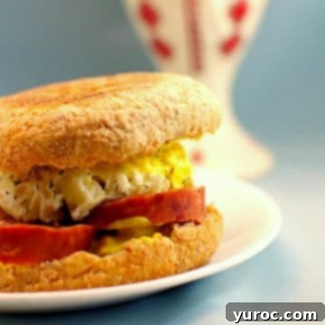 Hearty Ukrainian Breakfast Sandwich 6 Ukrainian Breakfast Egg Sandwich on a white plate with a Ukrainian print vase in the background
